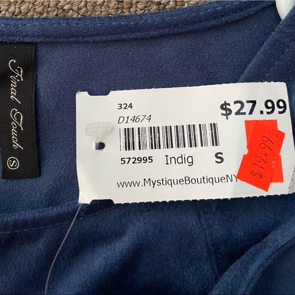 NEW BLUE SUEDE TUNIC DRESS - Picture 3 of 3